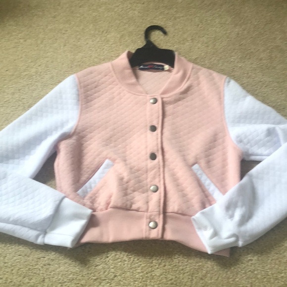 roma concept Jackets & Blazers - NWOT letterman style jacket, pink & white